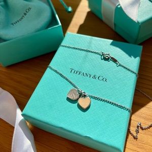 Tiffany & Co. Return To Tiffany Pink Double Heart Tag Pendant Necklace Mini
